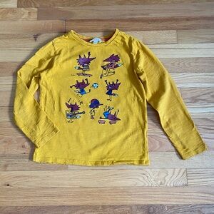 Vibrant Yellow Long Sleeve Kids Tee with Fun Graphic
